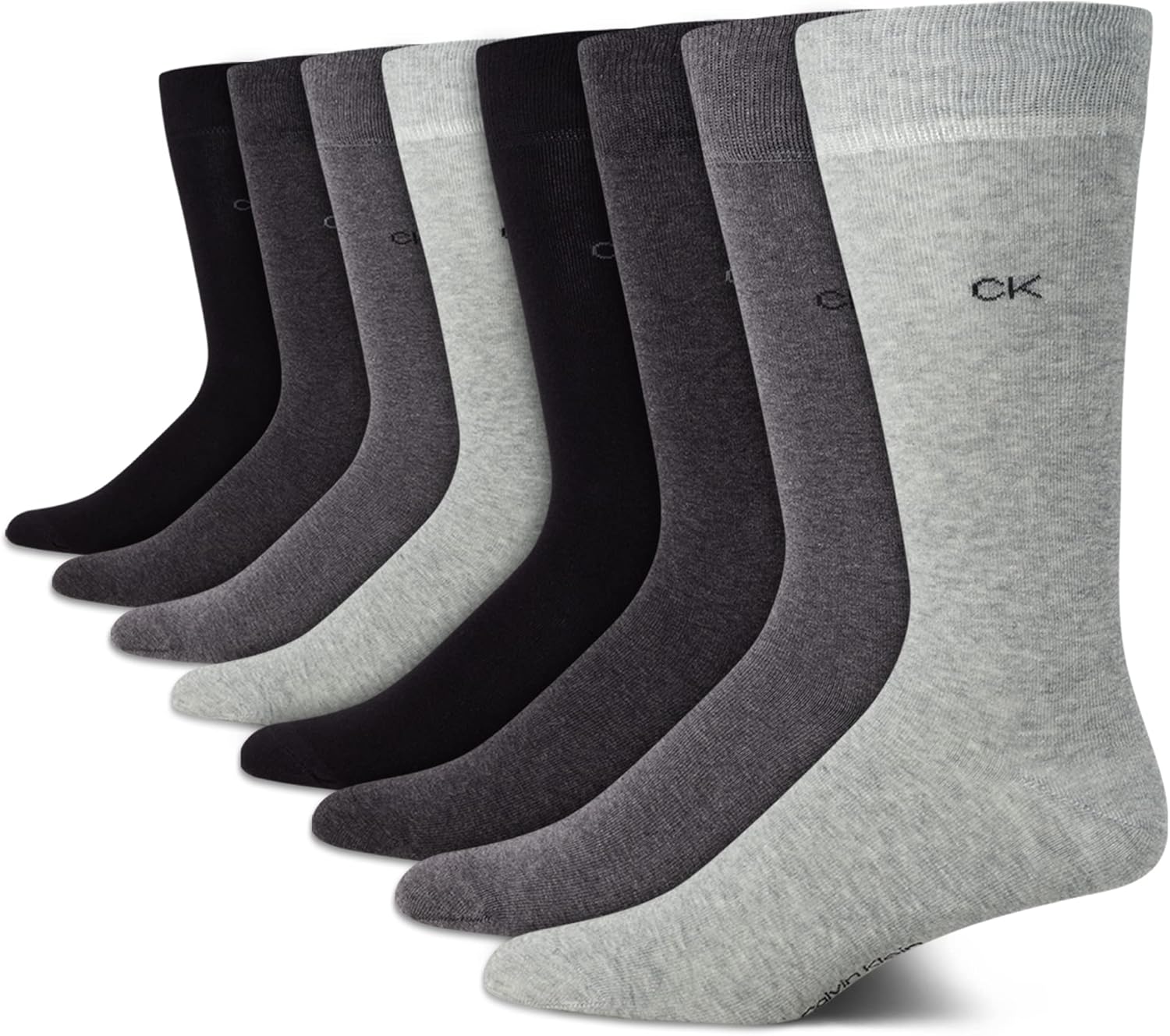 

Мужские носки Calvin Klein под повседневную одежду - 8 пар мягких рабочих носков из хлопковой смеси для мужчин, для повседневного делового и официального ношения, Grey Solid