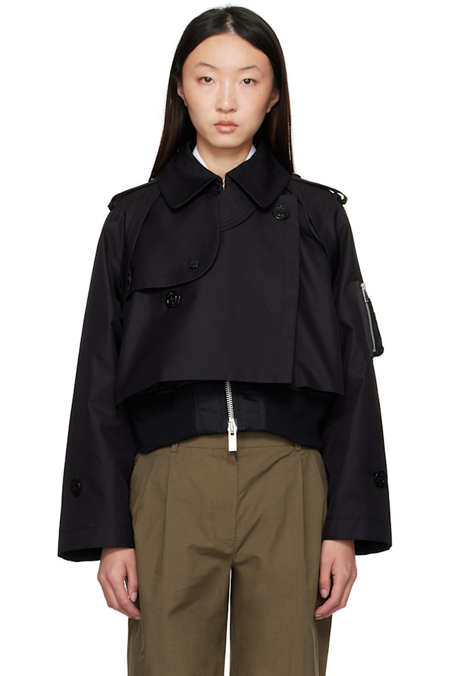 

Хлопковый габардин и нейлоновая твидовая куртка Sacai, черный