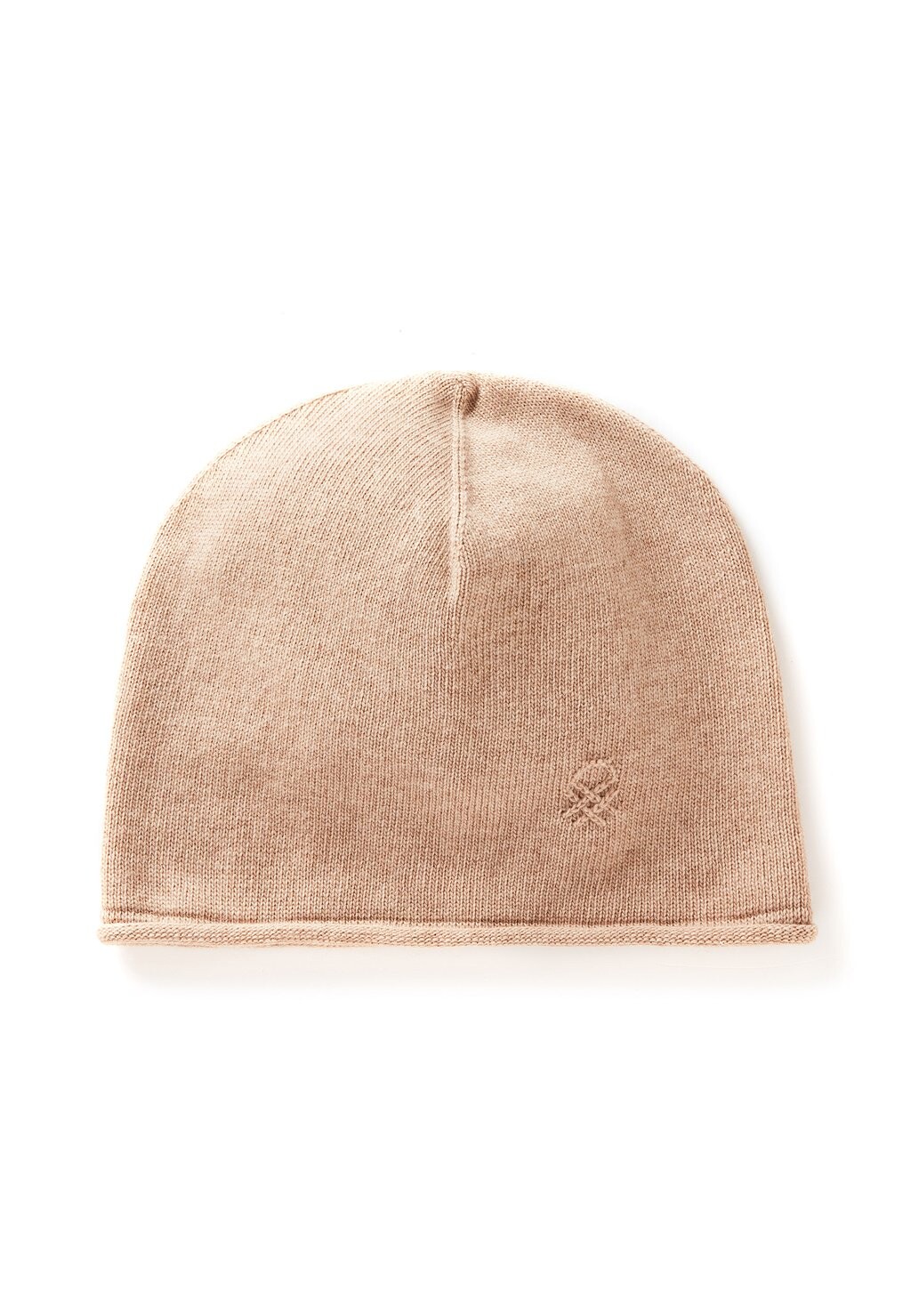 

Шапка PLAIN WITH CURLY TUBULAR BORDER AND CHAINSTITCH LOGO United Colors of Benetton, бежевый