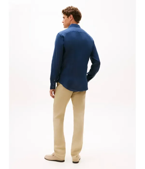 Льняная рубашка slim fit Tommy Hilfiger, темно-синий — фото 3