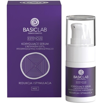 

BasicLab Dermocosmetics Корректирующая сыворотка для лица с ретинолом 30 мл Против морщин против прыщей Ночное омоложение