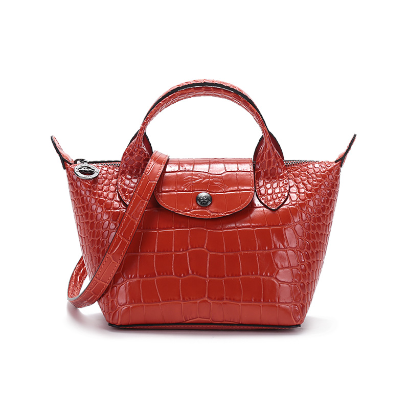 

Сумка-шоппер Le Pliage Cuir из натуральной кожи мини женская цитрусово-оранжевая LONGCHAMP