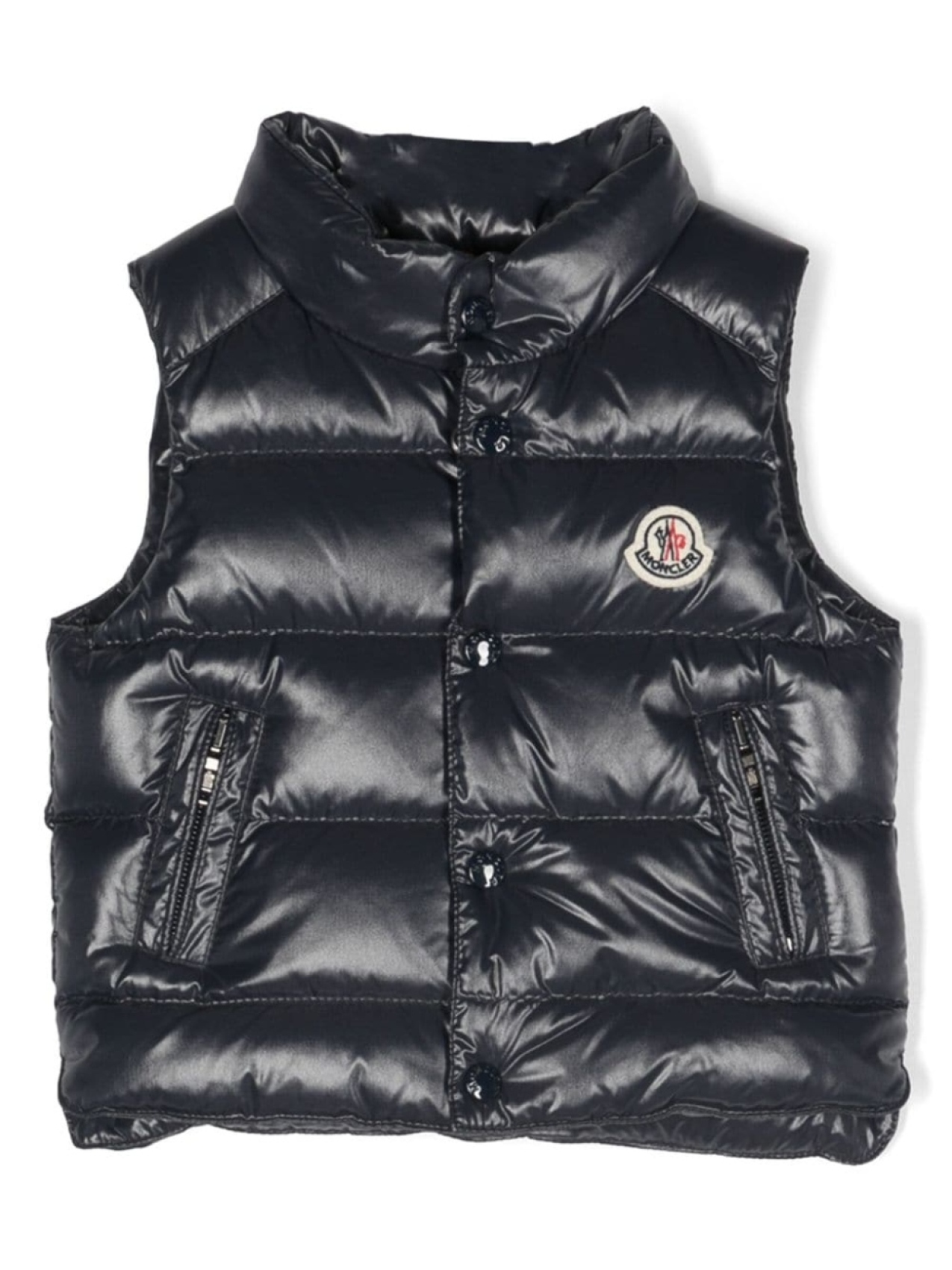 

Moncler Enfant стеганый жилет с нашивкой-логотипом, синий