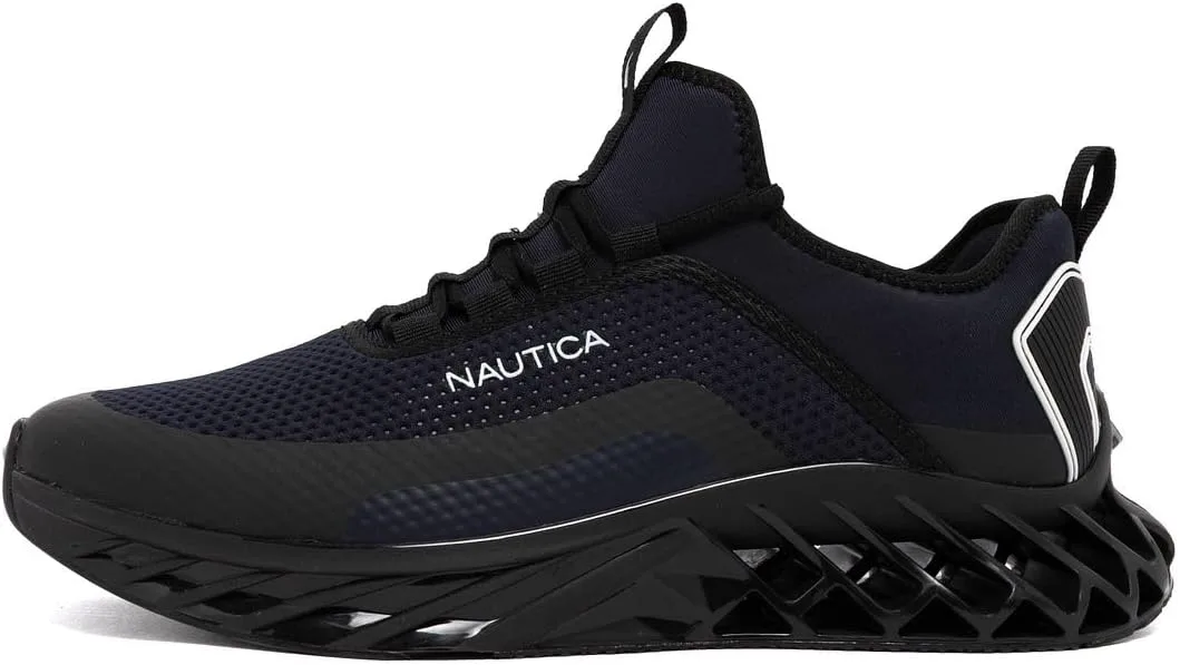 Мужские повседневные модные кроссовки Nautica - легкие спортивные кроссовки на шнуровке для ходьбы в спортзале и теннисе, удобные, черный — фото 2