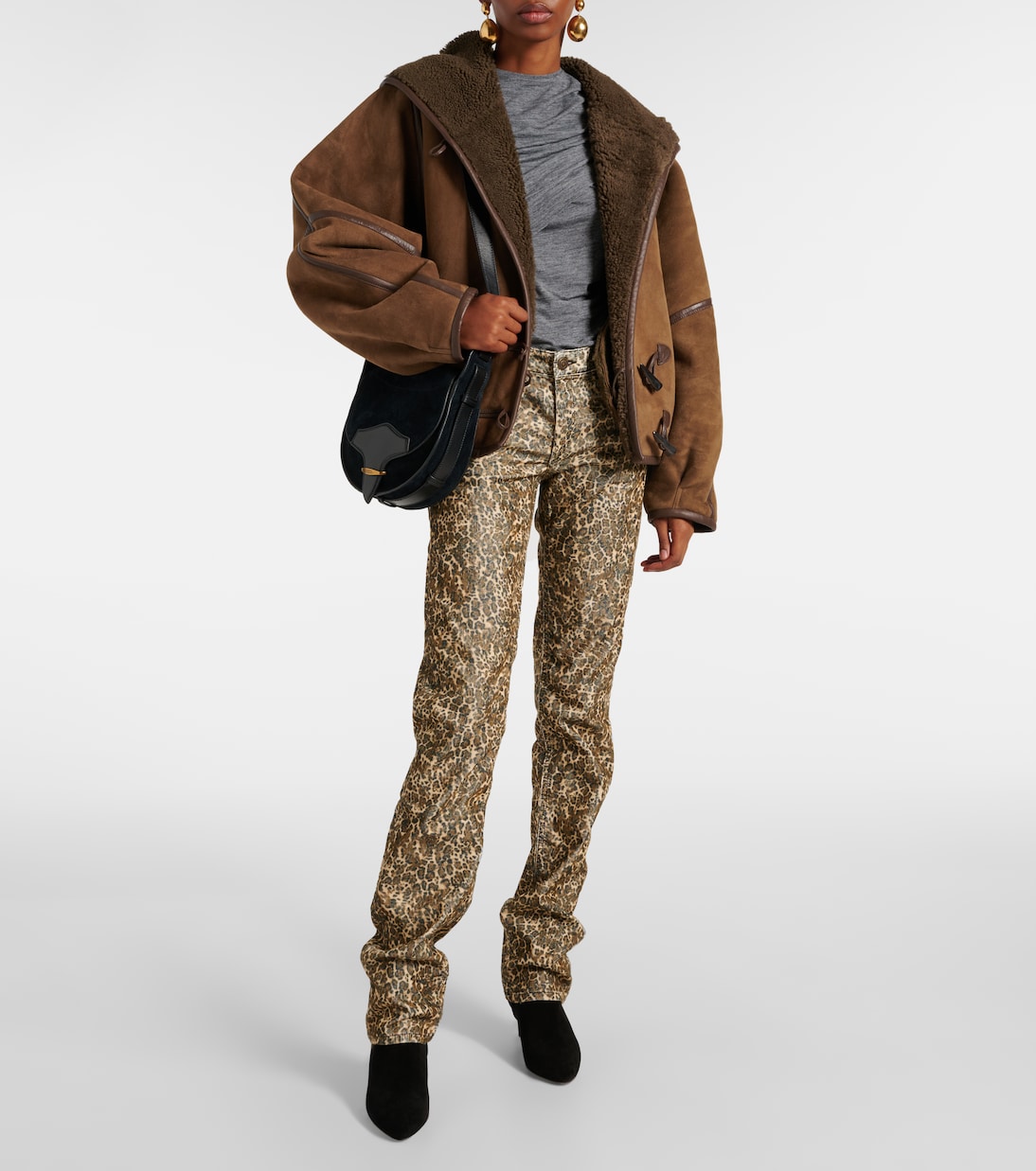Прямые брюки из хлопкового вельвета Ferni Isabel Marant, Leopard — фото 2