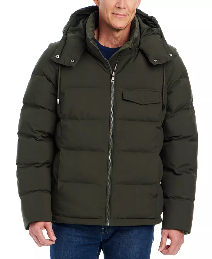 

Мужская утепленная куртка с капюшоном на молнии Stretch Zip-Front Puffer Coat Vince Camuto, зеленый