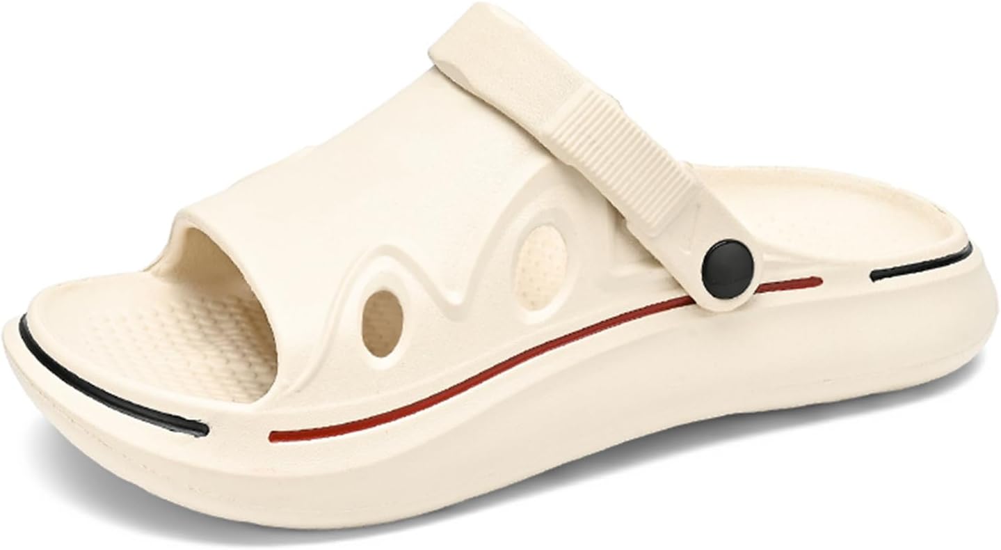 

FLIOZY Мужские садовые повседневные пляжные сандалии с прорезями, нескользящие, для ходьбы, с подъемной подошвой, кеды без шнурков, бежевый