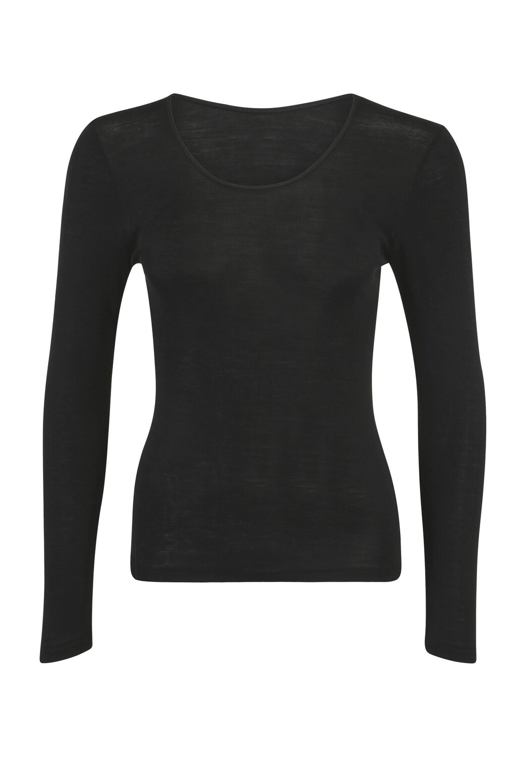 

Изысканная женская майка с длинными рукавами и круглым вырезом mey, черный