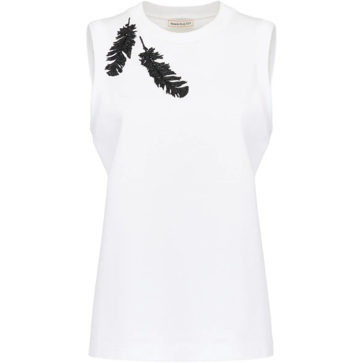 Топ с перьями Feather Embellished Alexander McQueen, Light-Sensing White