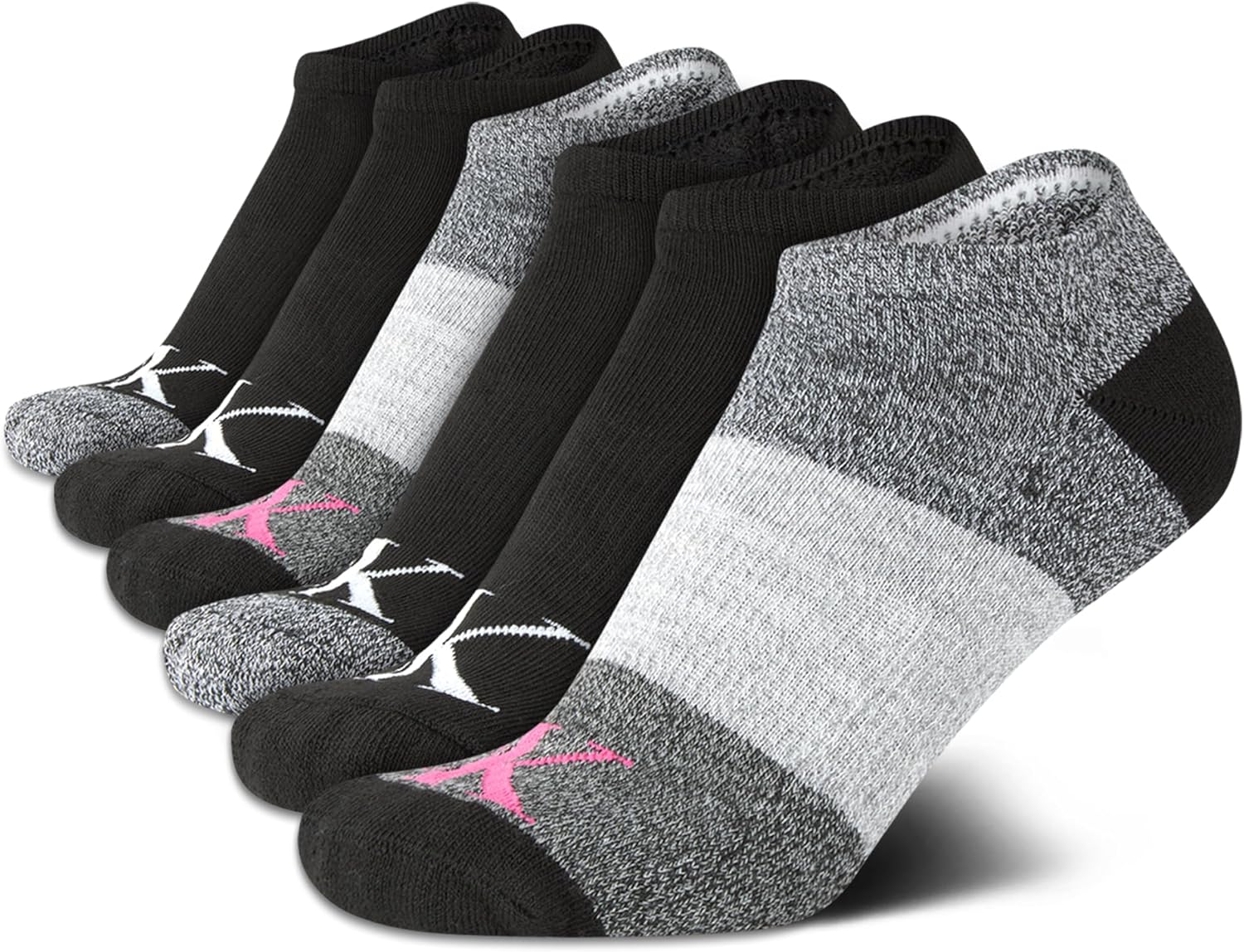 

Женские носки Calvin Klein No Show - 6 пар спортивных носков из хлопковой смеси с низким вырезом для женщин, легкие, мягкие, комфортные, Grey/Black Logo