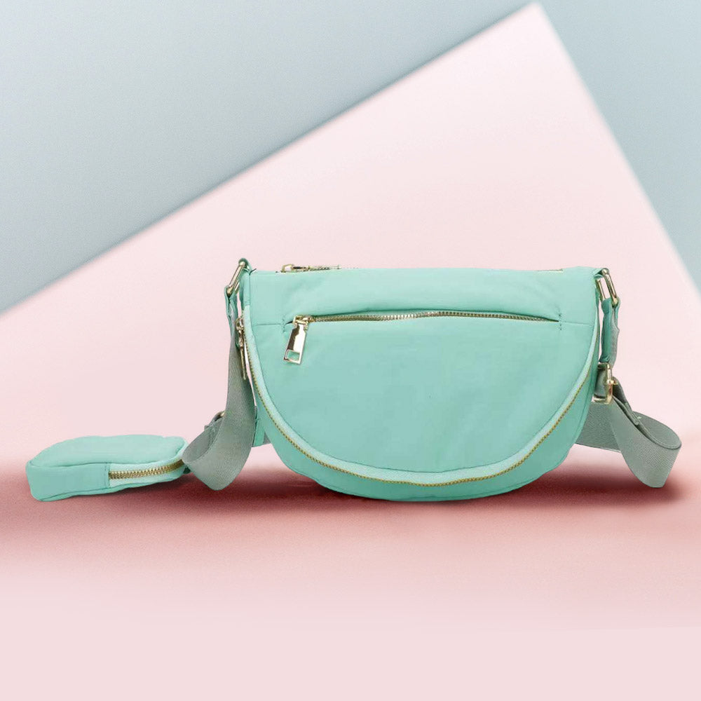 

Полукруглая сумка через плечо из цельного нейлона FASHNZFAB, Turquoise