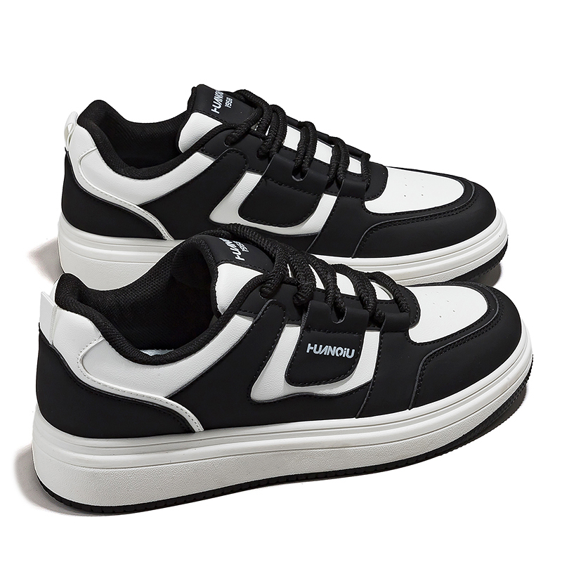 HUANQIU Мужские повседневные кроссовки low top белые черные Abrasion Resistant Breathable Slip Resistant — фото 3