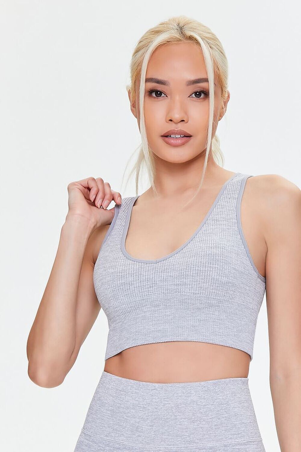 

Бесшовный удлиненный спортивный бюстгальтер Forever 21, серый