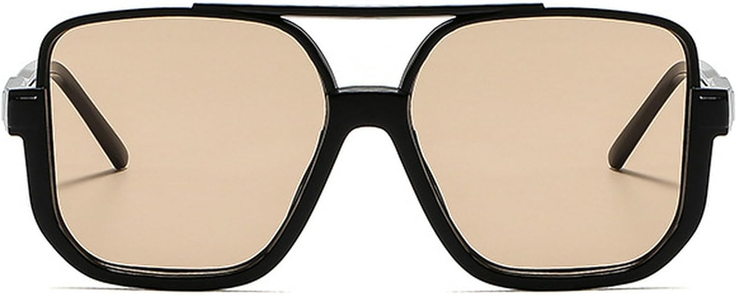 

Модные винтажные большие квадратные солнцезащитные очки в полуободковой оправе с защитой от УФ-излучения UV400 для женщин и мужчин. Стильные солнцезащитные очки mincl, Black Champagne