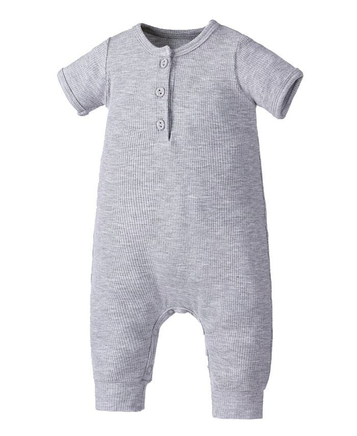 

Комбинезон Henley из вискозы из бамбука в рубчик для маленьких мальчиков Earth Baby Outfitters, серый