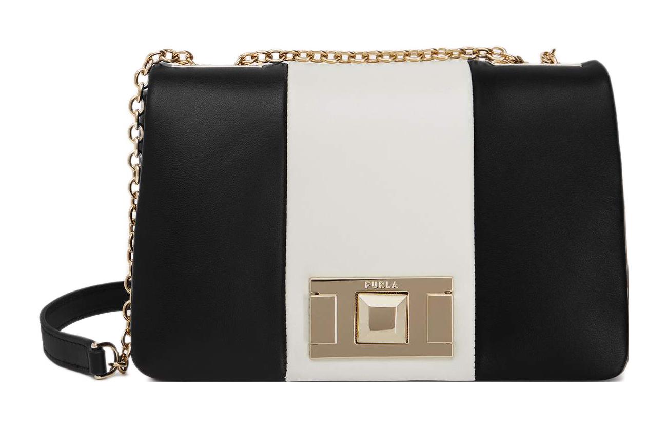 

Furla Кожаная мини-сумка через плечо женская черно-белая