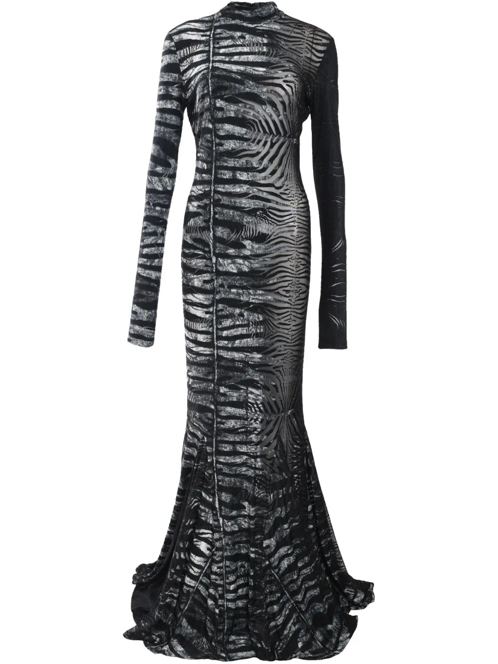 

Платье макси с зебровым принтом Roberto Cavalli, черный