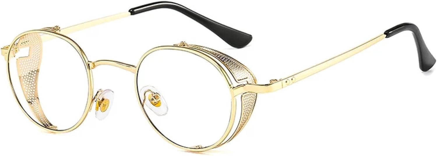 

Модные винтажные металлические круглые солнцезащитные очки в стиле стимпанк для женщин, маленькие, с защитой от УФ-излучения UV400, классические TVTBBVV, C8 Gold-clear