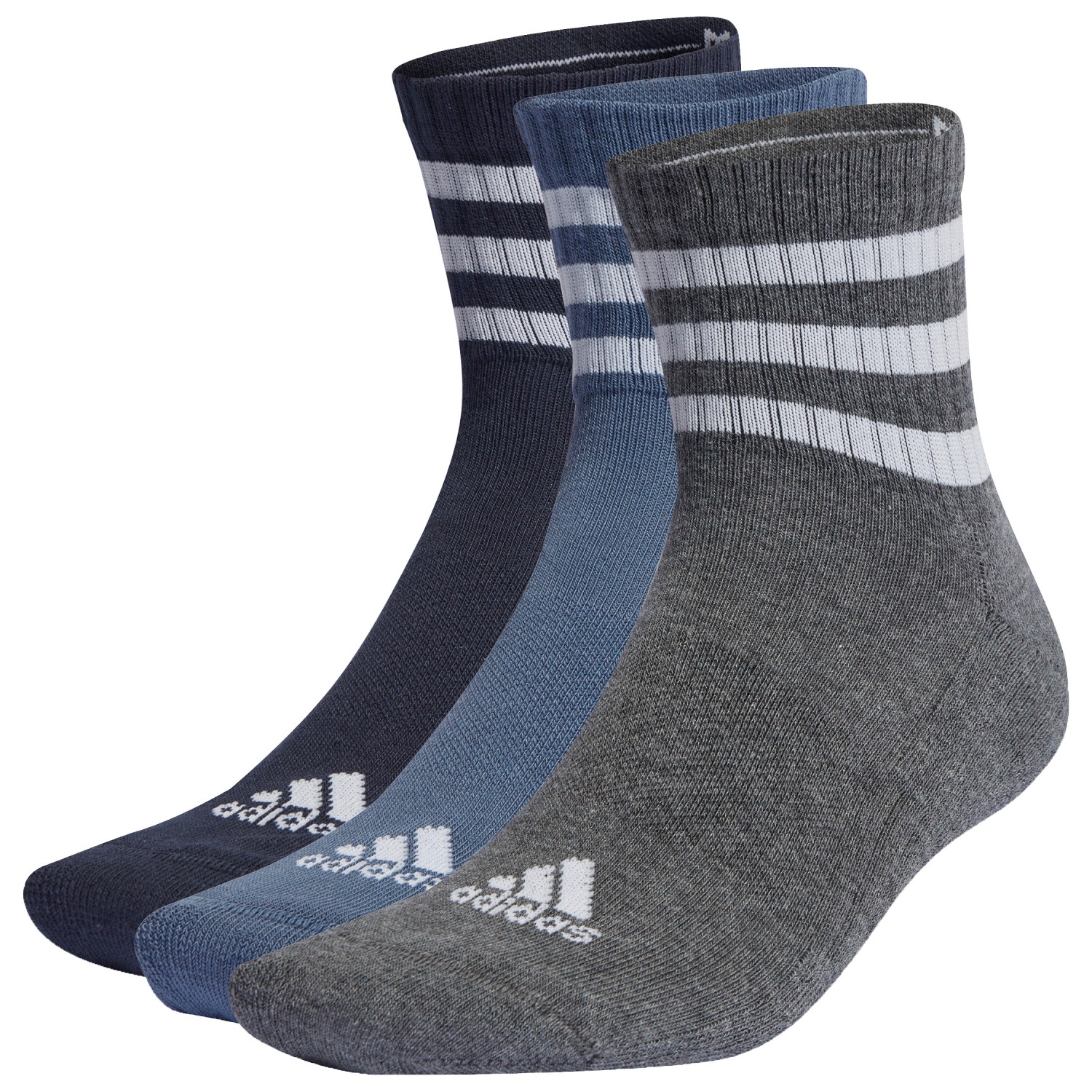 

Многофункциональные носки Adidas 3S Cushioned Sportswear Mid 3-Pack, цвет Legend Ink/Preloved Ink/Dark Grey Heather