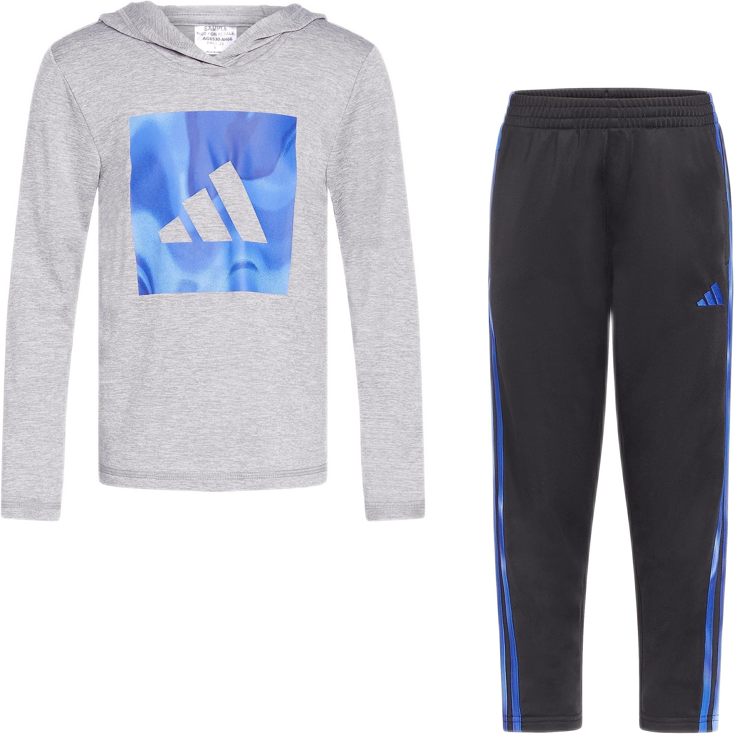 

Детский набор Adidas Poly Melange Hooded Tee 3-Stripes Pants Set, серый