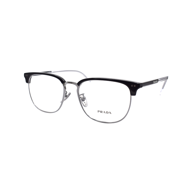 

Оправы для очков Plate And Metal Browline мужские черные серебристые PRADA
