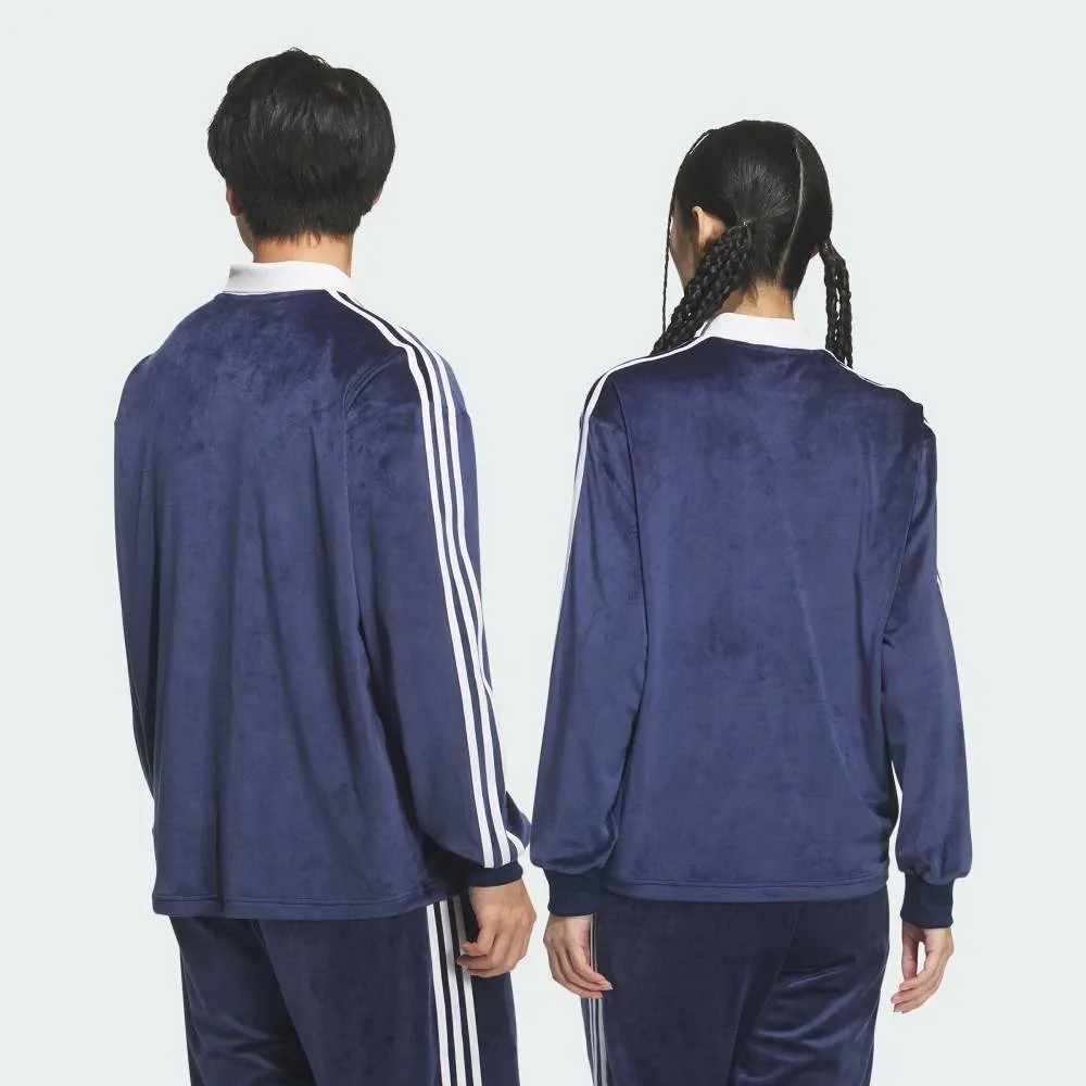 Велюровая рубашка-поло Adidas с длинным рукавом Adidas, blue — фото 2