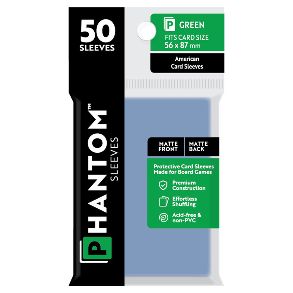 

Аксессуары Capstone Games Phantom Sleeves: Green Size 56 x 87mm - Matte/Matte (50)