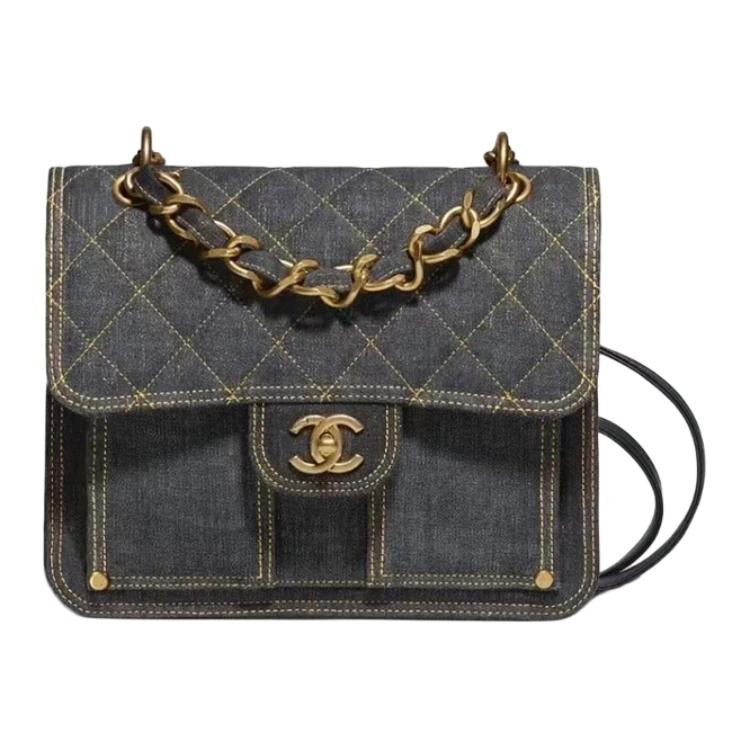 

CHANEL Джинсовый рюкзак, женский, обычный, стираный, черный