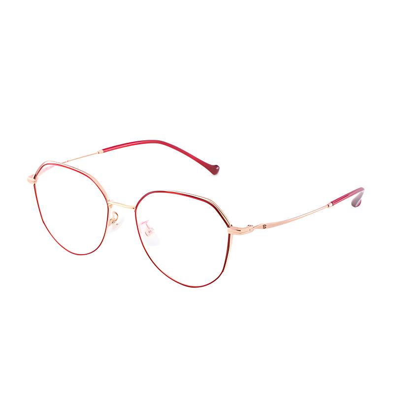 

Sagawa Очки в титановой оправе нестандартной формы унисекс, Wine red rose gold (including non-degree blue light blocking lenses)