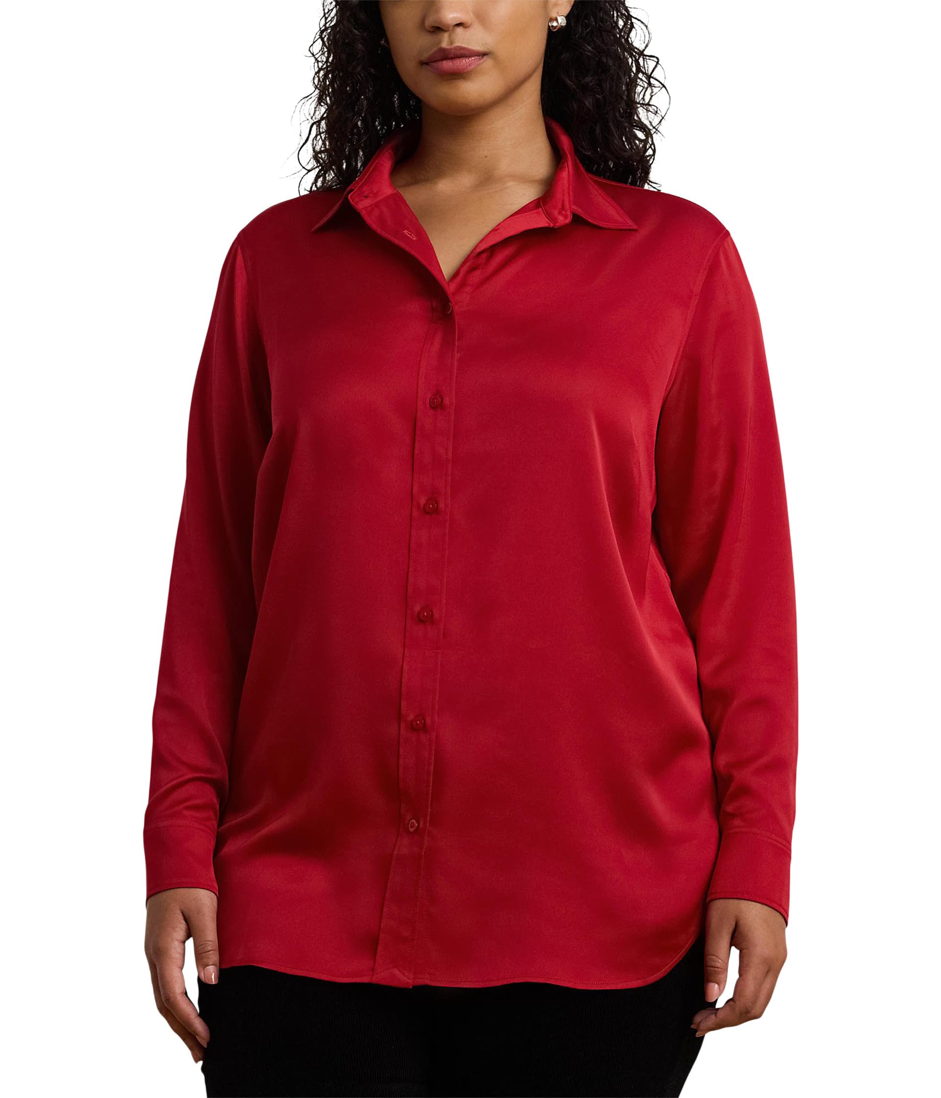 

Рубашка Lauren Ralph Lauren Plus Size Satin Charmeuse Shirt, цвет Festive Red