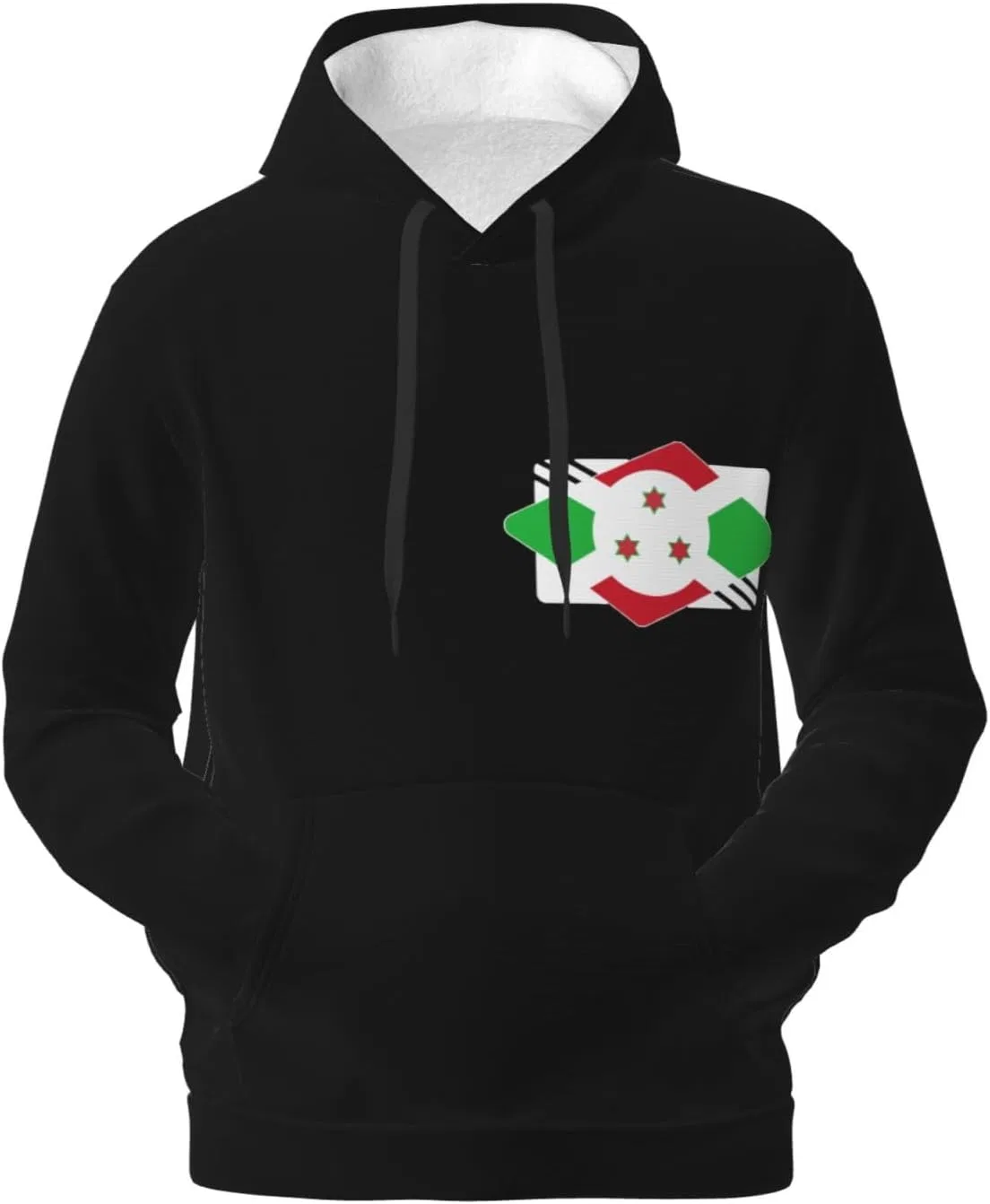 Мужская флисовая толстовка с капюшоном Burundi Burundian Logo Flag и карманом Generic, черный — фото 4