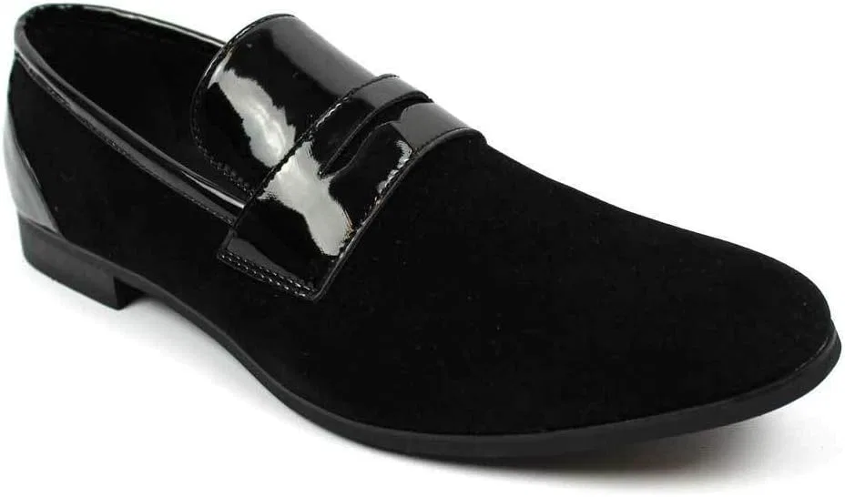 Лоферы кожаные замшевые Azar Tuxedo Black, Suede Patent Details AZAR MAN