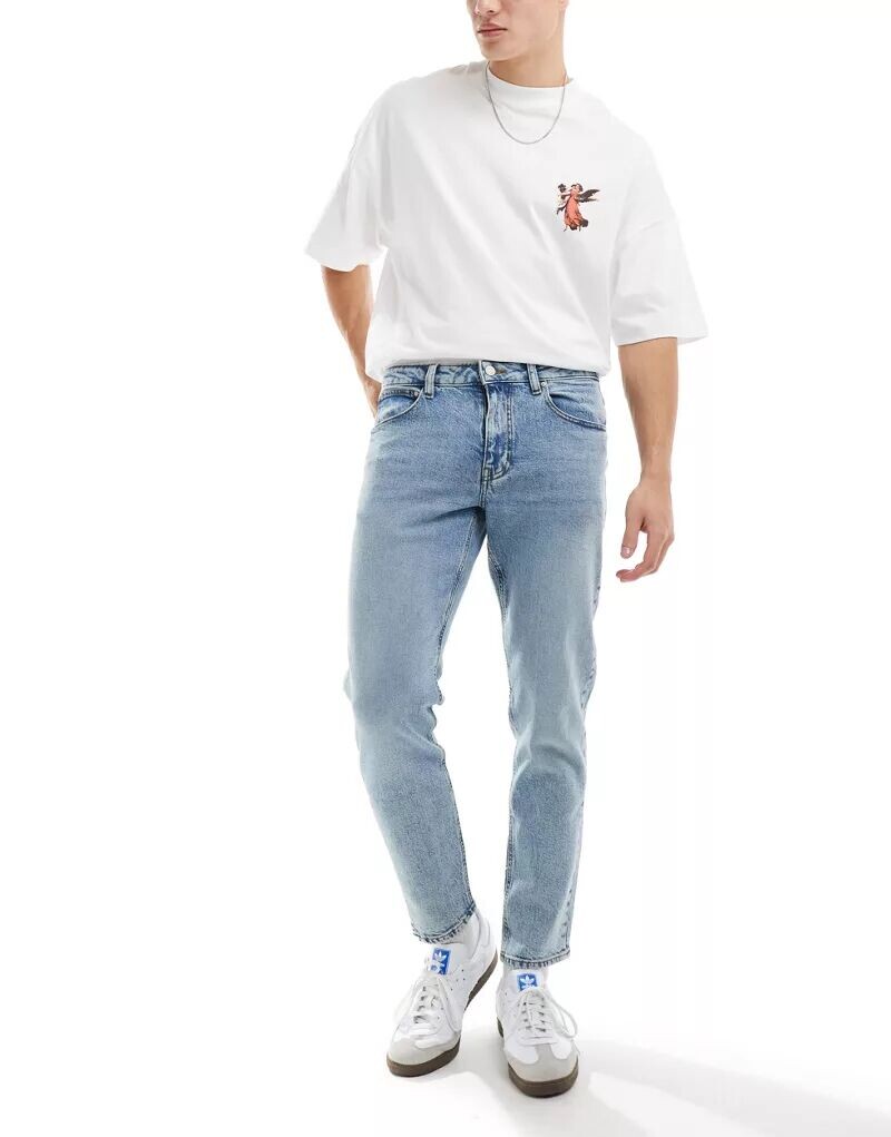 

Голубые эластичные джинсы-морковки ASOS