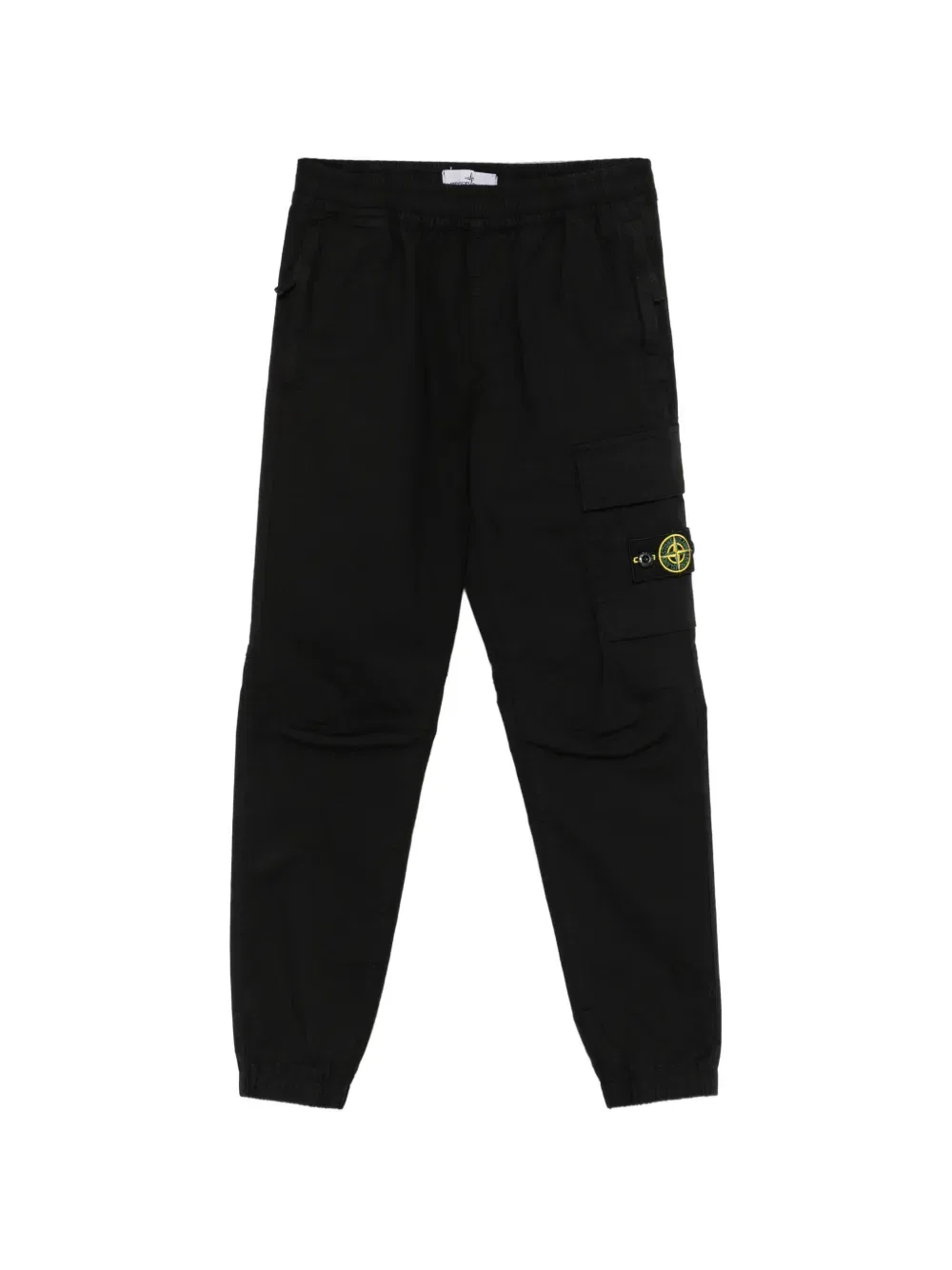 Зауженные брюки с нашивкой с логотипом Stone Island Junior, черный