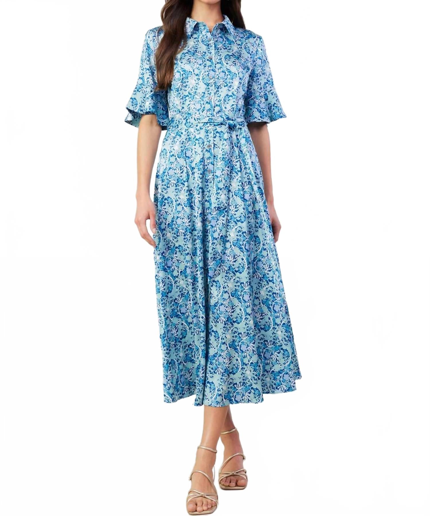 

Bohemian Floral Printed Shirts Dress In Blue Current air