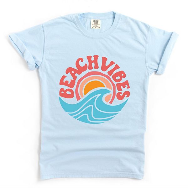 

Футболка Beach vibes с круглым принтом Simply Sage Market, Chambray