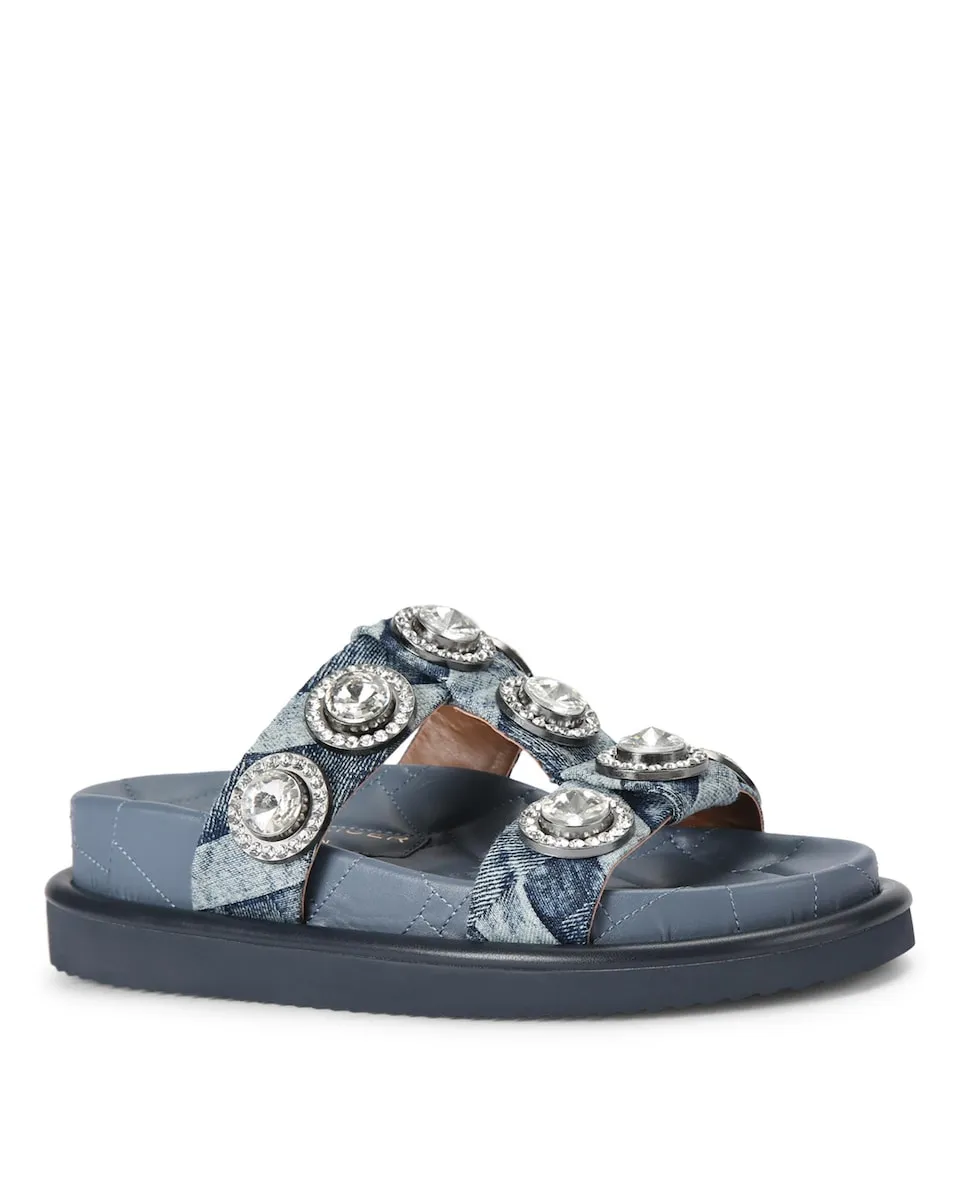 Женские сандалии на платформе с отделкой из стразов на дениме Kurt Geiger, синий — фото 4