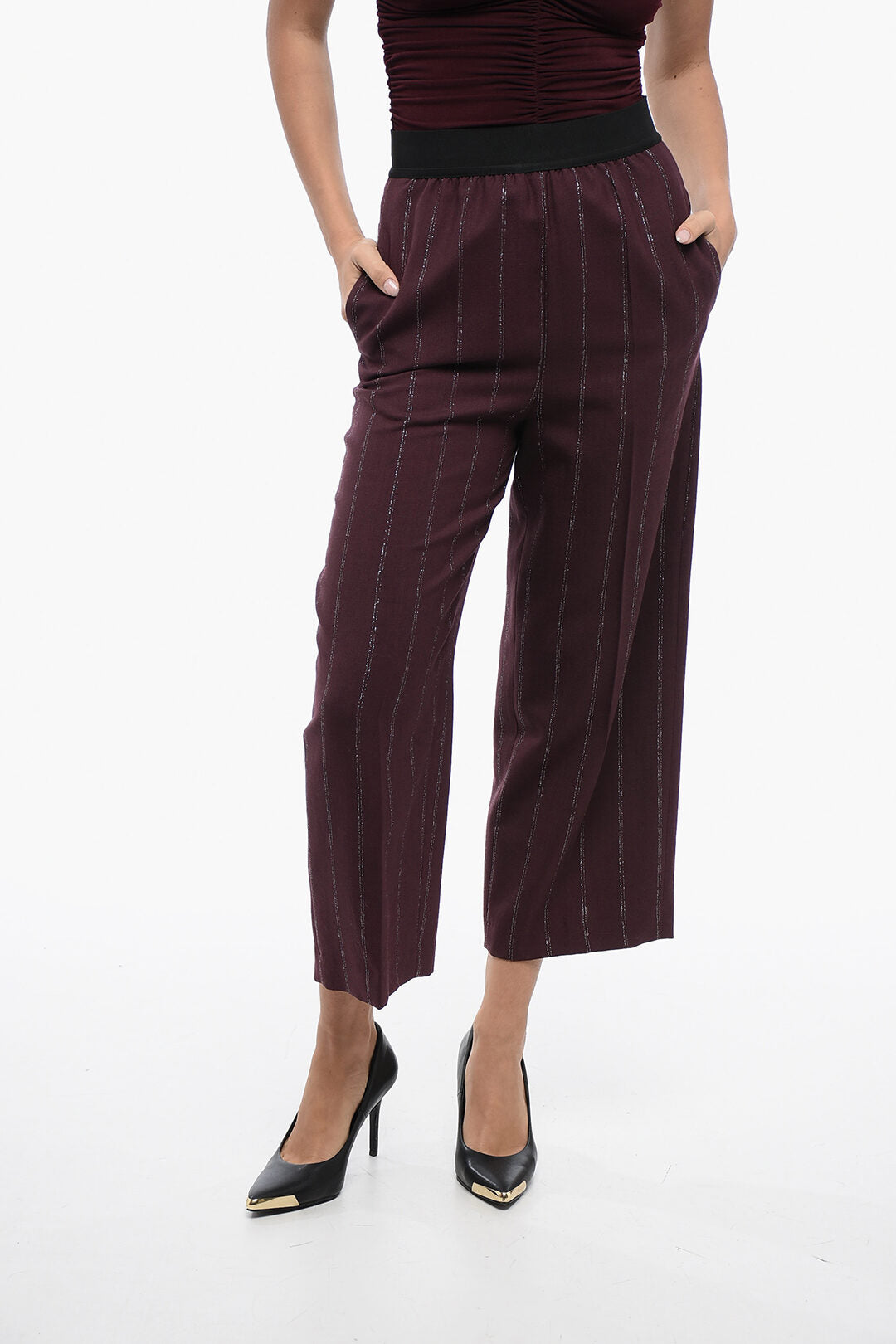 

Штаны Stella McCartney из фланели с люрексом, цвет burgundy