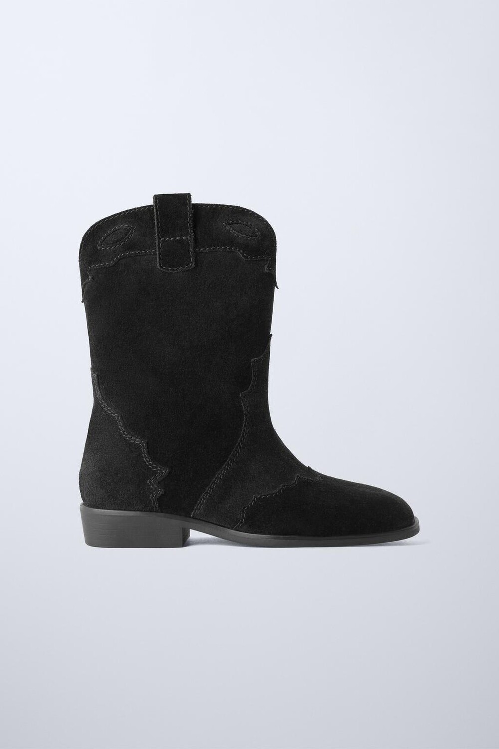 

Ковбойские сапоги из расколотой замши ZARA, черный