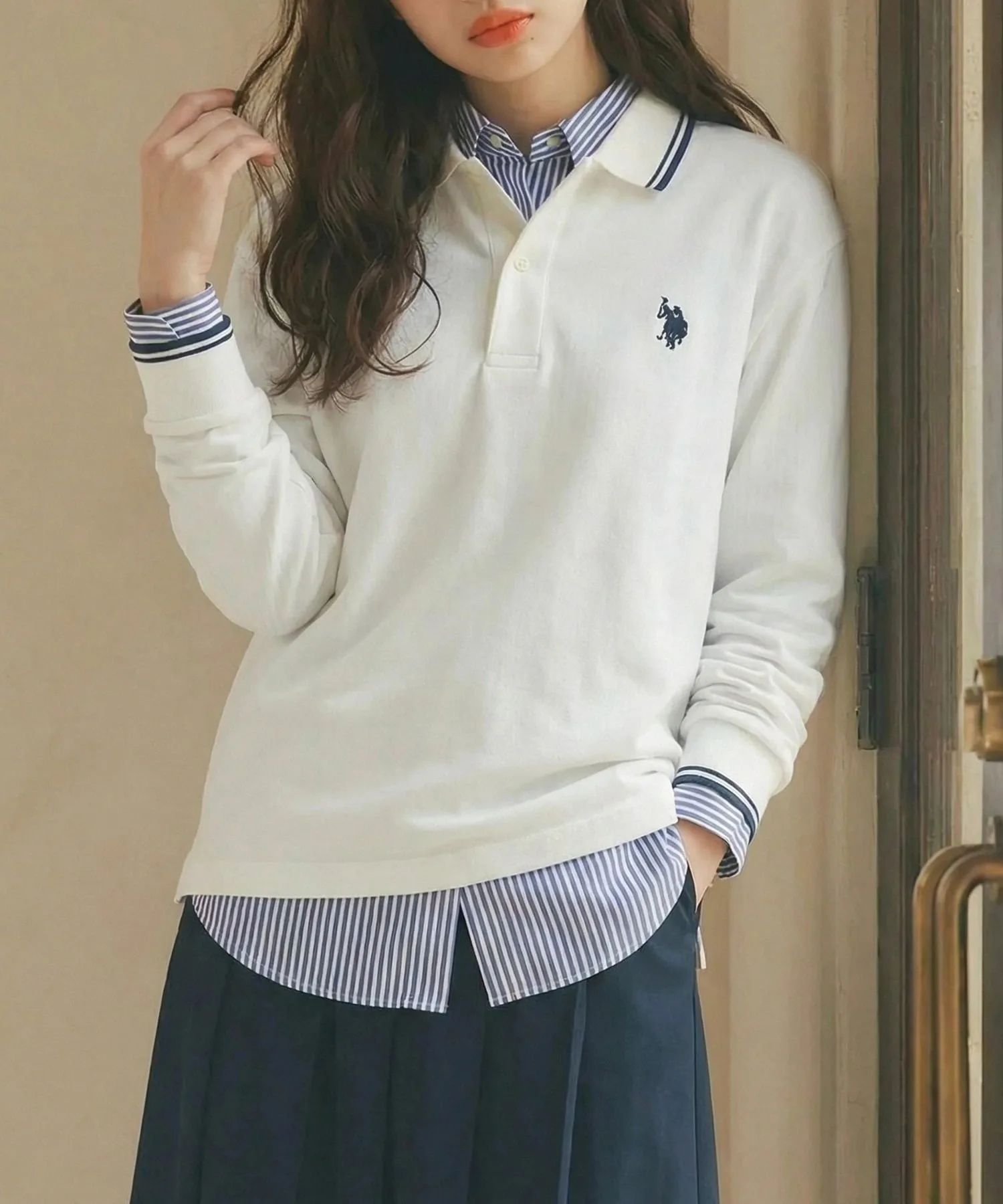 Футболка-поло с длинным рукавом US POLO ASSN./Tipline, унисекс. U.S. Polo Assn., WHT — фото 2