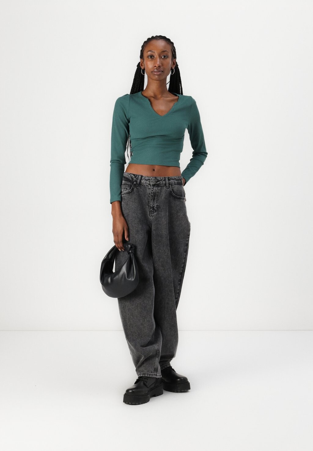 

Топ с длинными рукавами SEAMLESS NOTCH NECK Hollister Co., зеленый