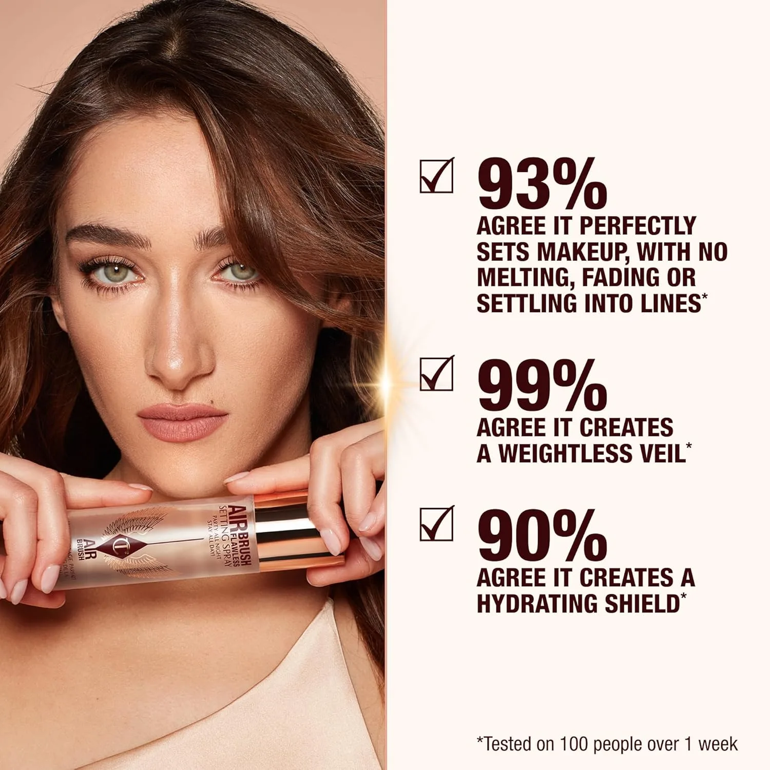 Фиксирующий спрей Charlotte Tilbury Airbrush Flawless Setting Spray - ультратонкий увлажняющий спрей для подготовки и фиксации макияжа до 16 часов - успокаивает, скрывает поры и смягчает кожу. 97,6 мл, Clear — фото 3