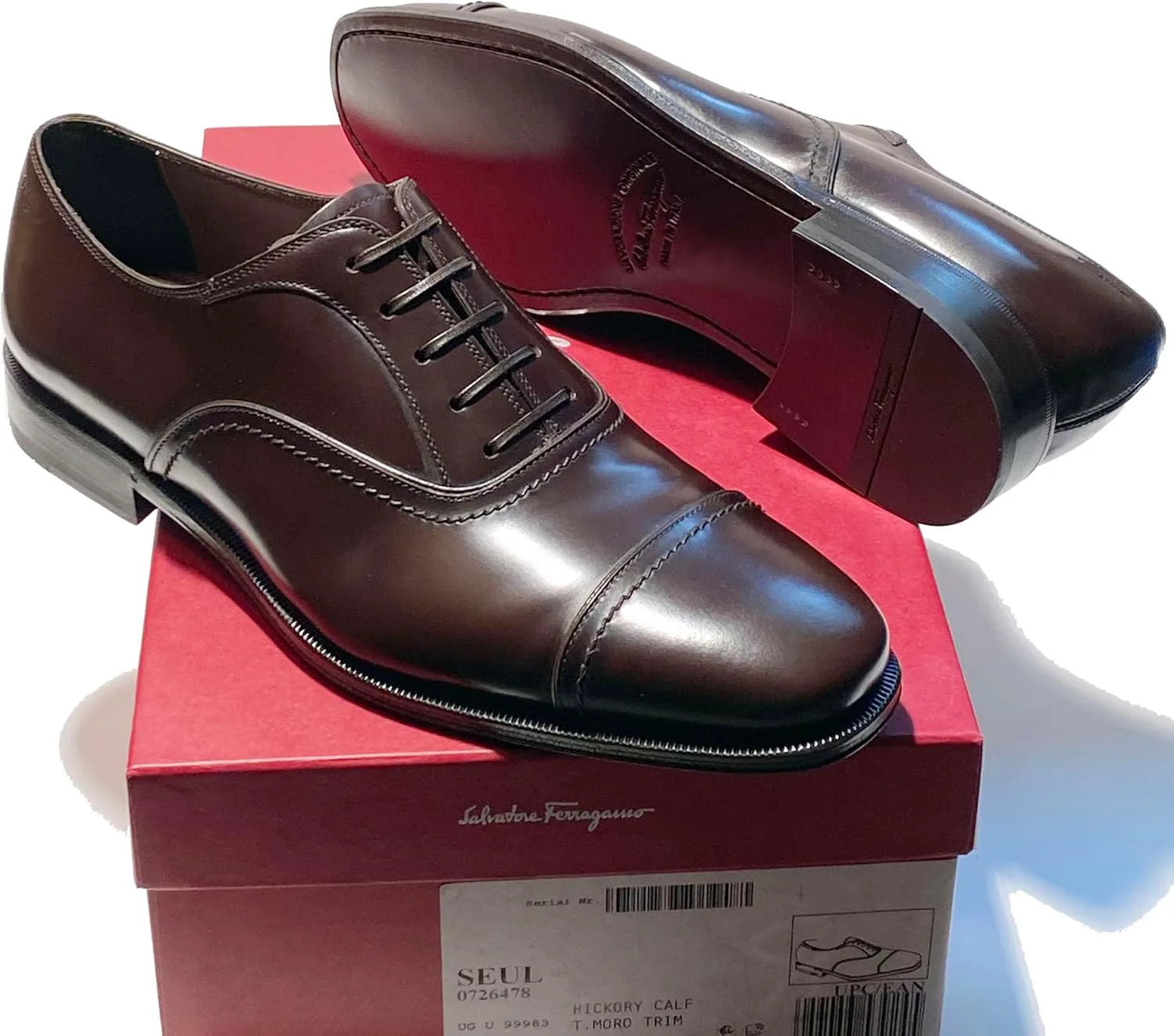 Кожаные оксфорды Ferragamo Seul с каплевым носком для мужчин, темно-коричневые вечерние туфли (Salvatore), темно-коричневый — фото 3
