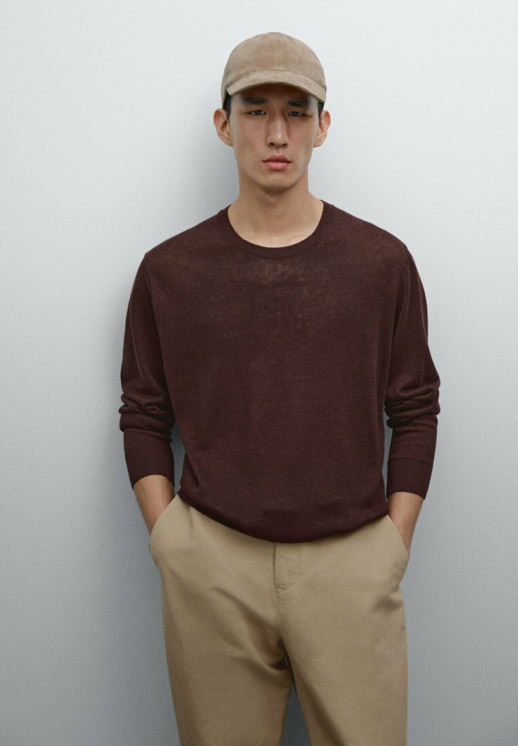 

Джемпер LIGHTWEIGHT Massimo Dutti, винно-красный