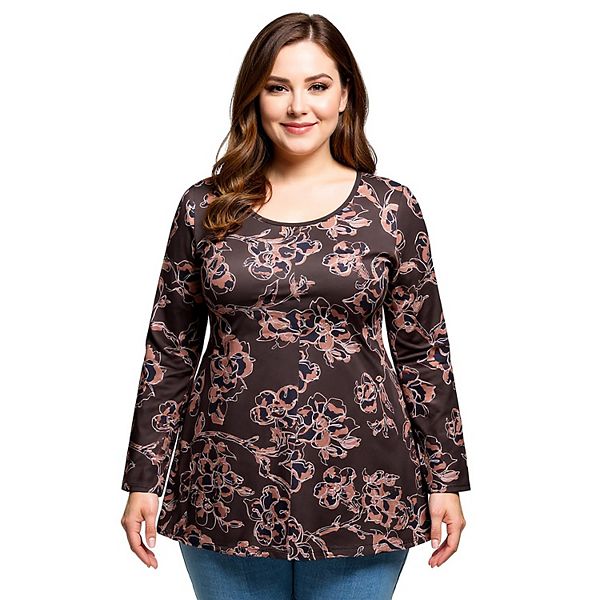 

Туника с длинным рукавом и цветочным принтом Plus size 24Seven Comfort Apparel