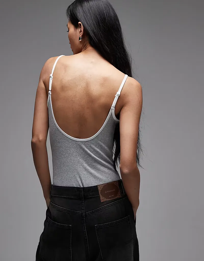 Боди Tommy Hilfiger Heritage в рубчик, серый — фото 4