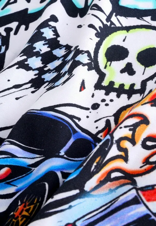 Футболка с принтом Next, Regular fit, короткий рукав, белый Racing Graffit — фото 3