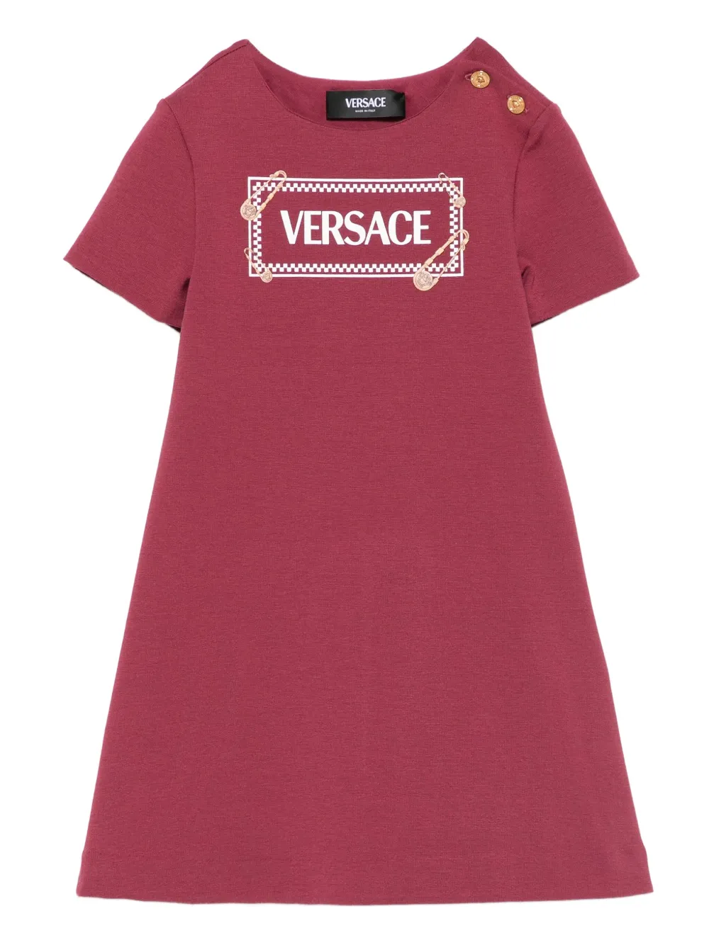 

Платье с логотипом в виде булавки Versace Kids, красный