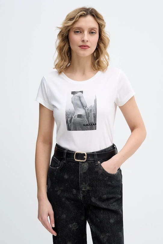 

Хлопковая футболка Sisley, бежевый