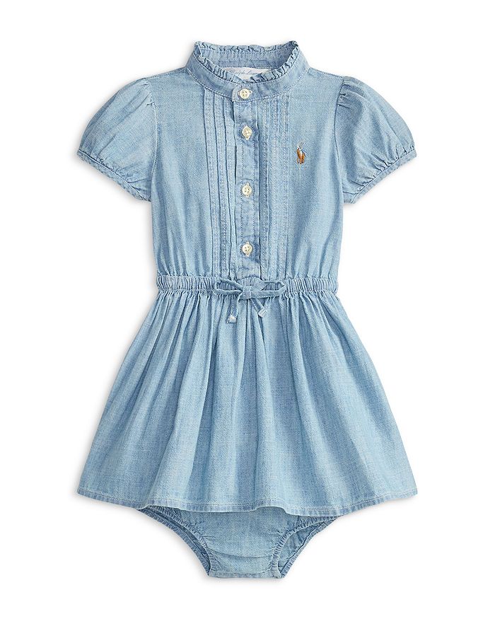 

Платье для девочки из индиго хлопкового шамбре - Baby Ralph Lauren, синий